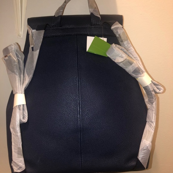 Kate Spade Wilder Grey St. Pebble Backpack NAVY - Picture 3 of 5